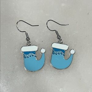 Chic Blue Santa Hat Earrings